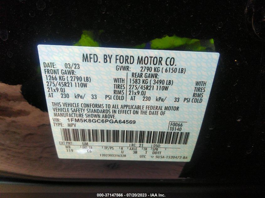2023 FORD EXPLORER ST - 1FM5K8GC6PGA64569