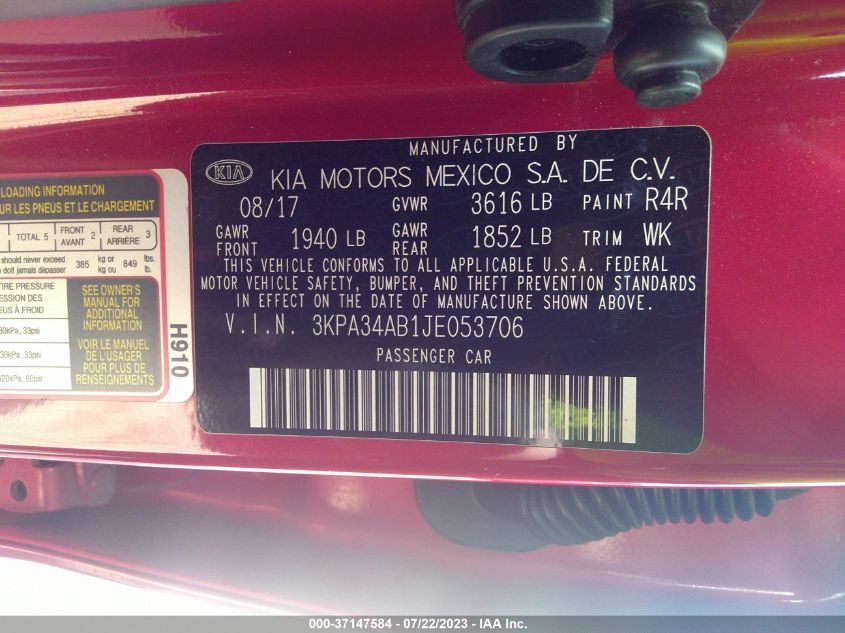 2018 KIA RIO EX - 3KPA34AB1JE053706