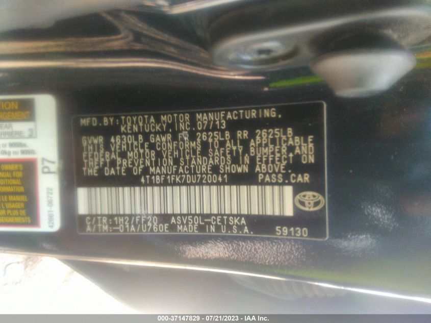 2013 TOYOTA CAMRY L/SE/LE/XLE - 4T1BF1FK7DU720041