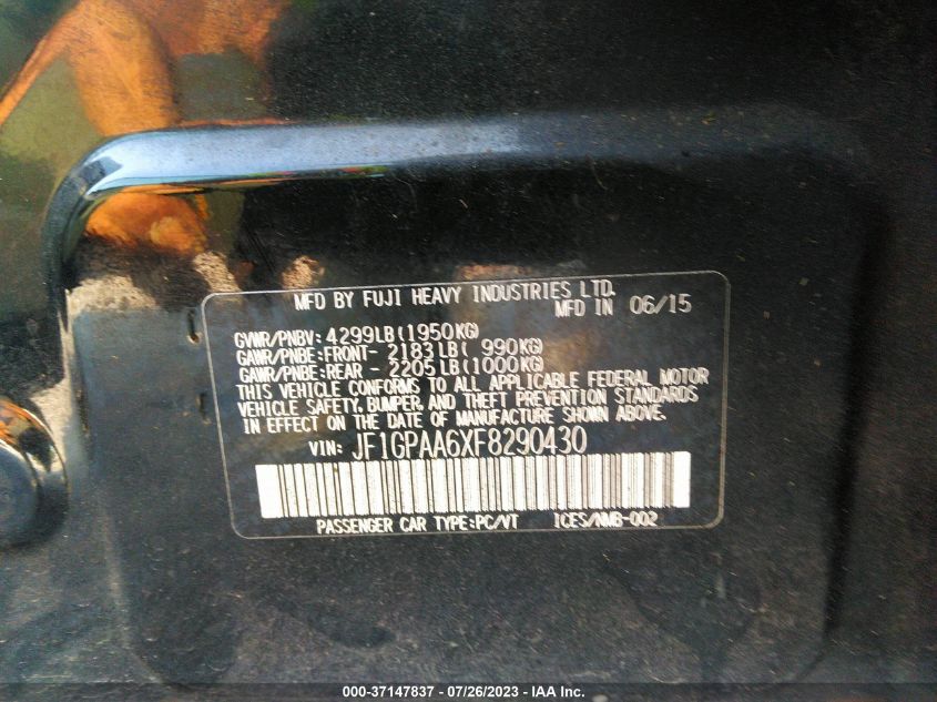 2015 SUBARU IMPREZA WAGON 2.0I - JF1GPAA6XF8290430