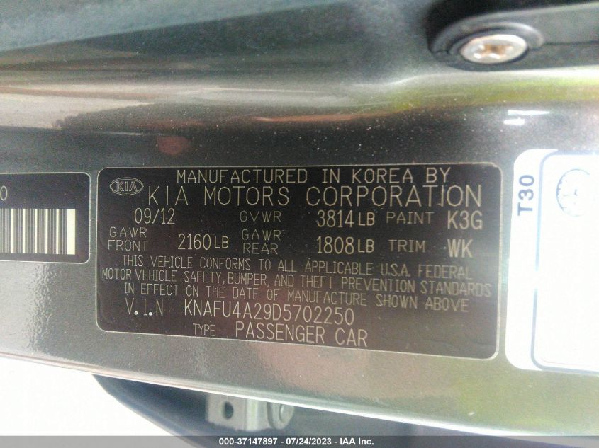 2013 KIA FORTE EX - KNAFU4A29D5702250