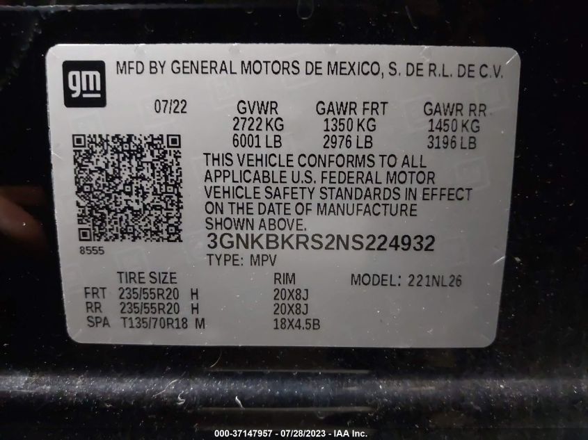 2022 CHEVROLET BLAZER RS - 3GNKBKRS2NS224932
