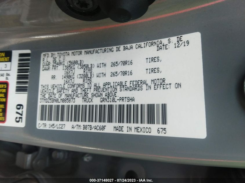 2020 TOYOTA TACOMA 4WD SR5/TRD SPORT - 3TMDZ5BN0LM085873