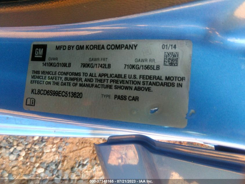 2014 CHEVROLET SPARK LT - KL8CD6S99EC513620