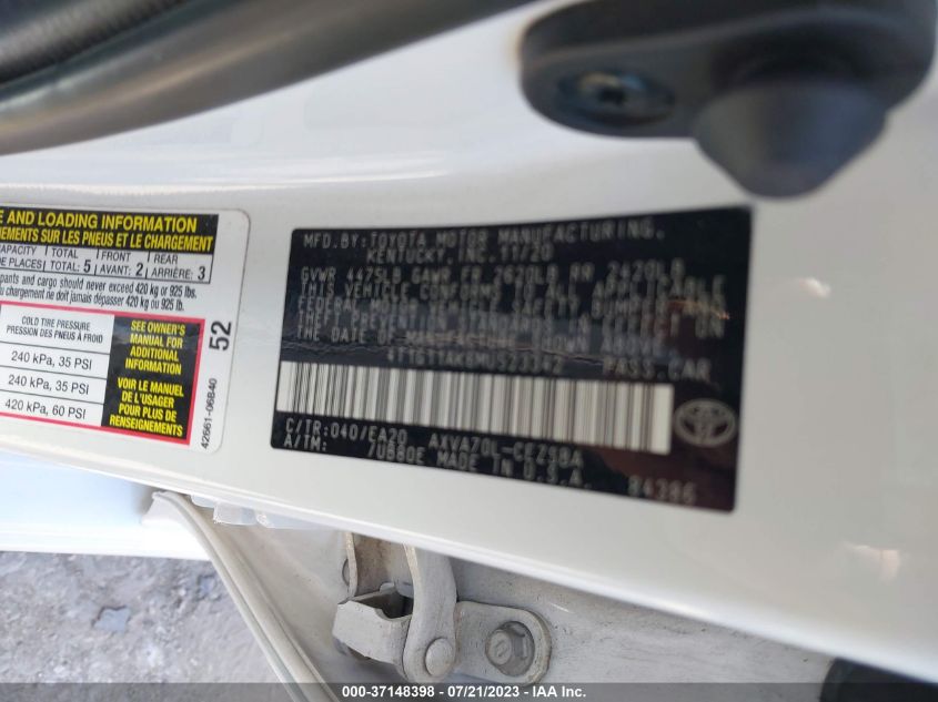 2021 TOYOTA CAMRY SE - 4T1G11AK6MU523342