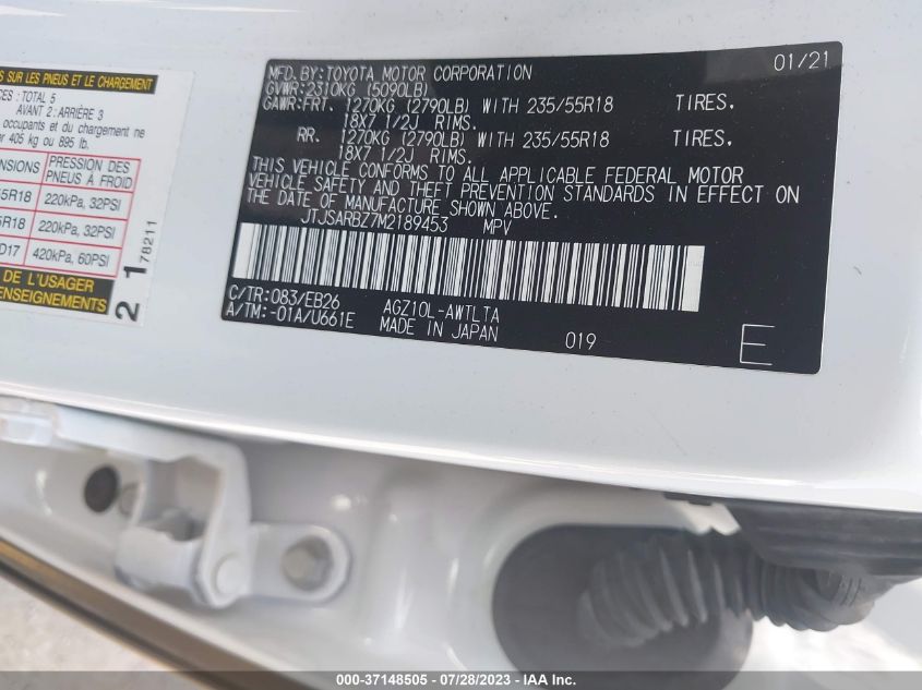 2021 LEXUS NX 300 BASE/300 LUXURY/300 F - JTJSARBZ7M2189453