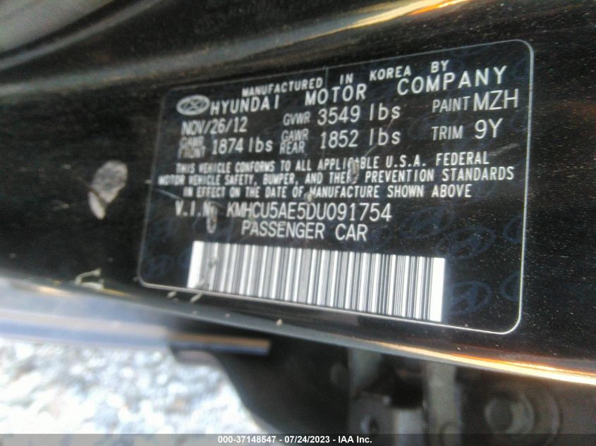 2013 HYUNDAI ACCENT GLS/SE - KMHCU5AE5DU091754