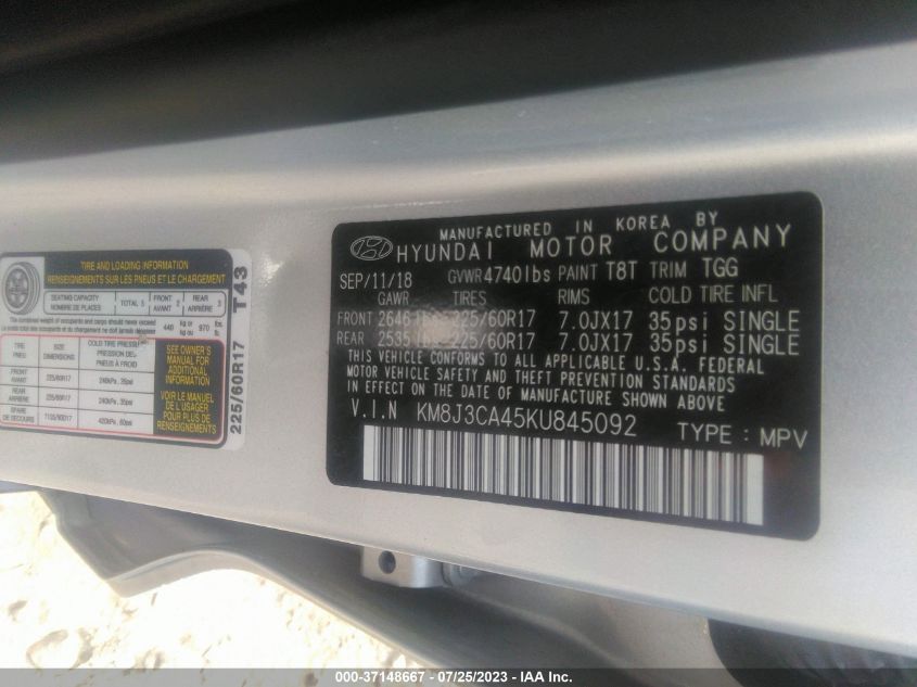 2019 HYUNDAI TUCSON VALUE - KM8J3CA45KU845092