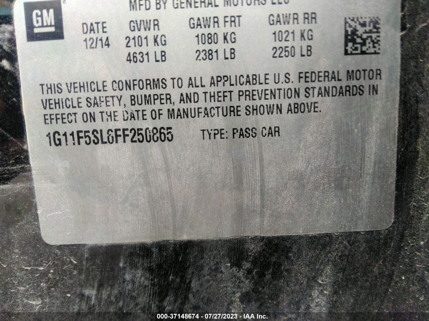 2015 CHEVROLET MALIBU LTZ - 1G11F5SL6FF250865