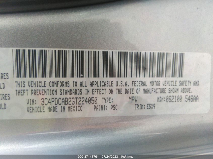 2016 DODGE JOURNEY SE - 3C4PDCAB2GT224050