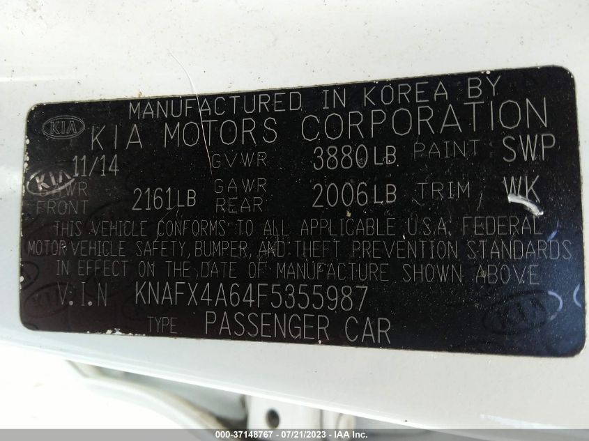 2015 KIA FORTE LX - KNAFX4A64F5355987