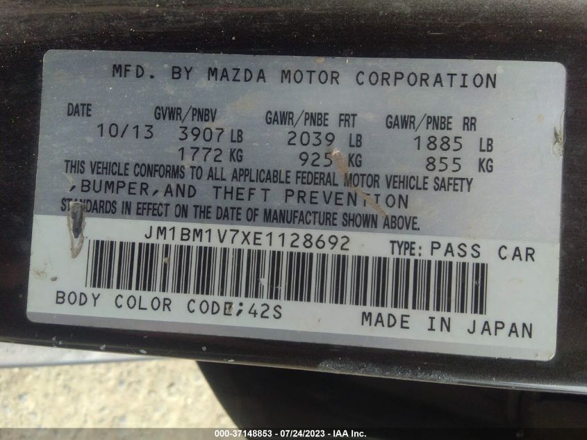 2014 MAZDA MAZDA3 I TOURING - JM1BM1V7XE1128692