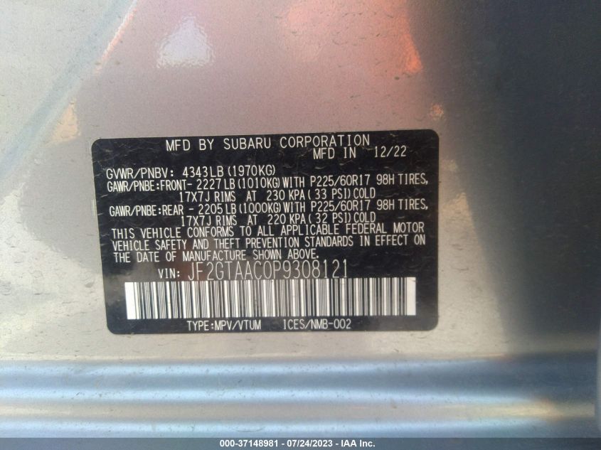 2023 SUBARU CROSSTREK - JF2GTAAC0P9308121