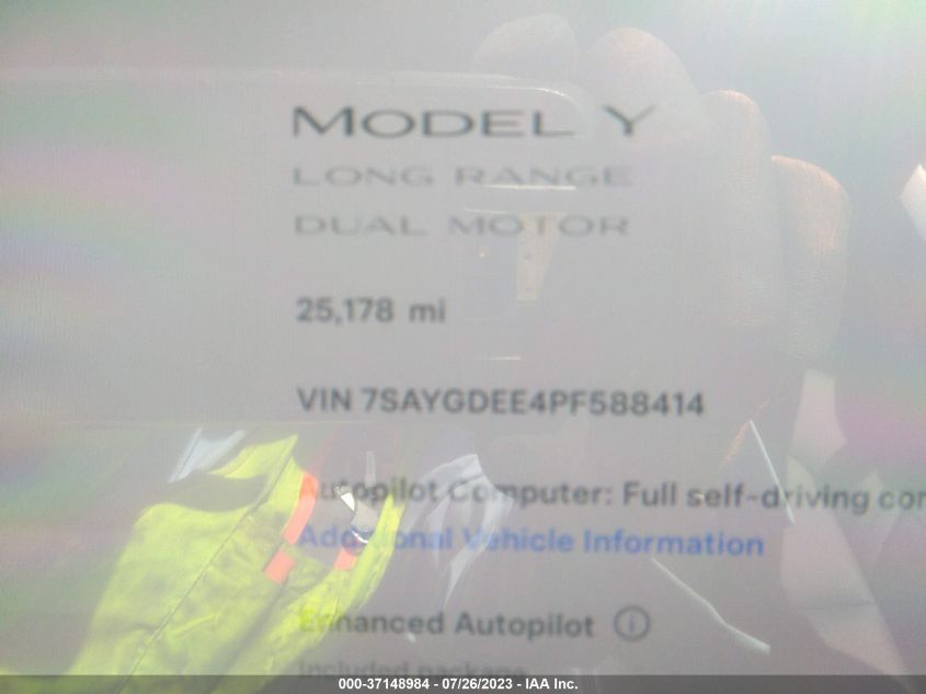 2023 TESLA MODEL Y LONG RANGE - 7SAYGDEE4PF588414