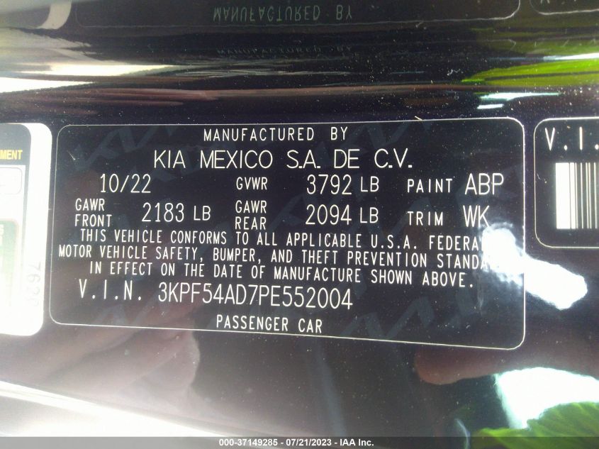 2023 KIA FORTE GT LINE - 3KPF54AD7PE552004
