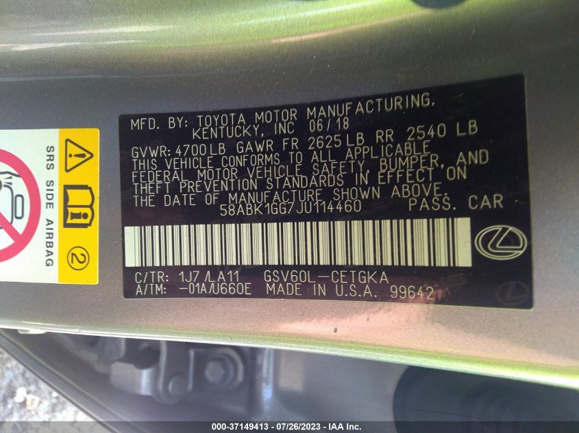 2018 LEXUS ES ES 350 - 58ABK1GG7JU114460