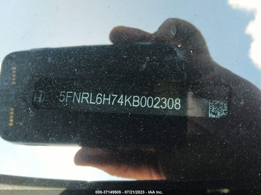 5FNRL6H74KB002308 2019 HONDA ODYSSEY, photo no. 9