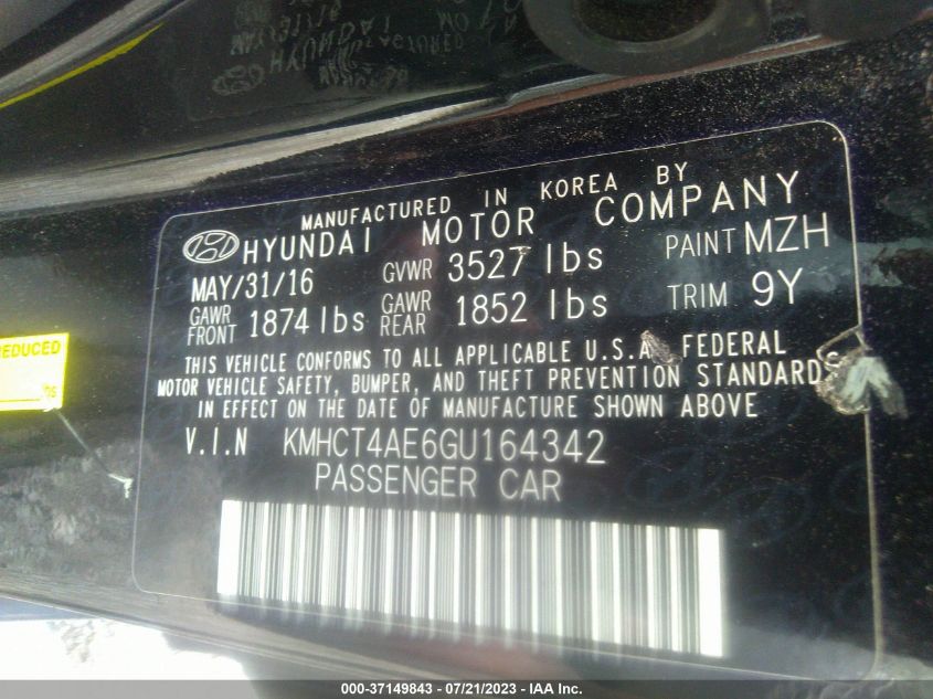 2016 HYUNDAI ACCENT SE - KMHCT4AE6GU164342