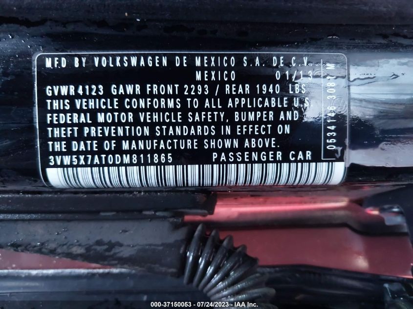 2013 VOLKSWAGEN BEETLE CONVERTIBLE 2.5L 3VW5X7AT0DM811865