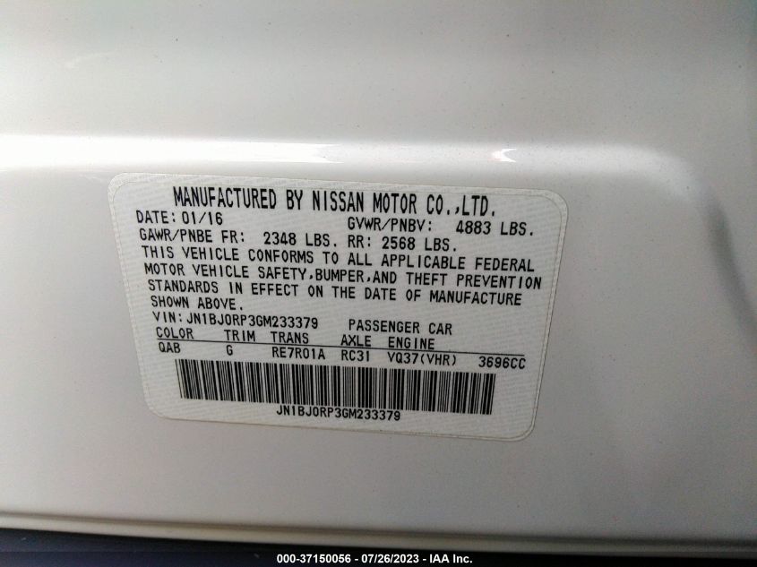 2016 INFINITI QX50 - JN1BJ0RP3GM233379