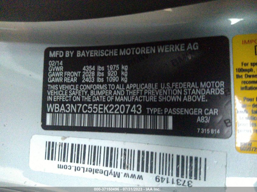 2014 BMW 4 SERIES 428I - WBA3N7C55EK220743