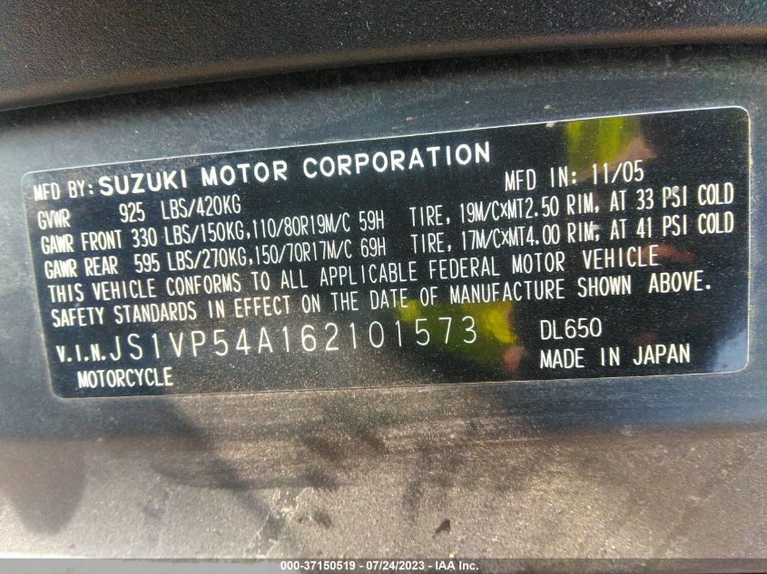 2006 SUZUKI DL650 K JS1VP54A162101573