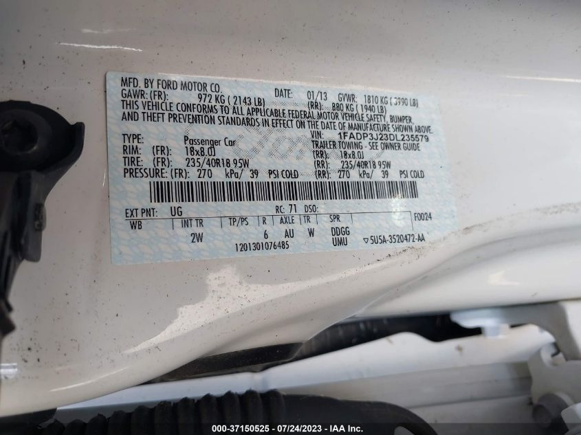 2013 FORD FOCUS TITANIUM - 1FADP3J23DL235579