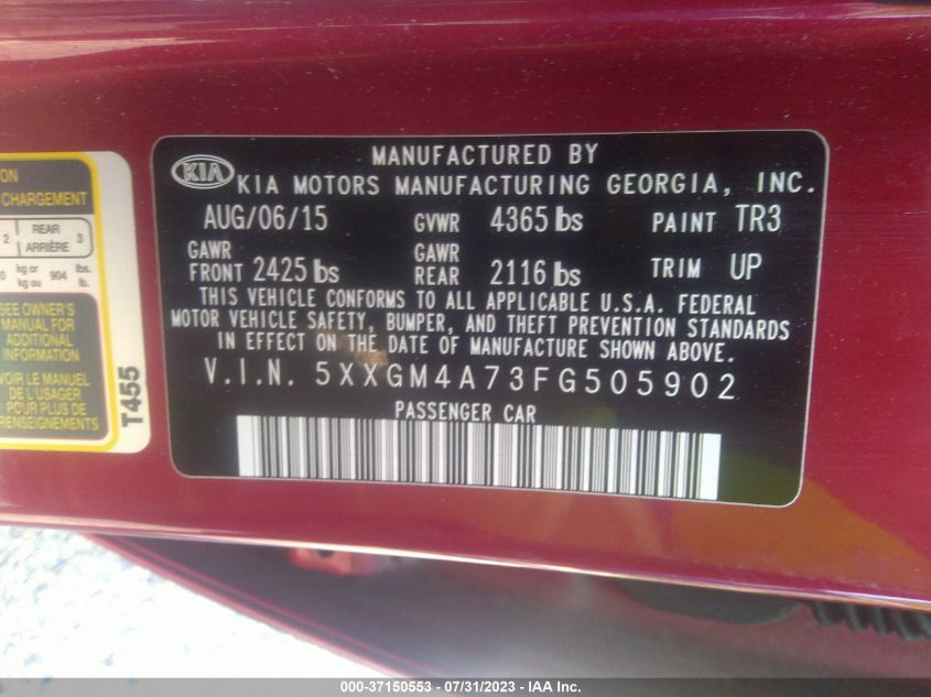 2015 KIA OPTIMA LX - 5XXGM4A73FG505902