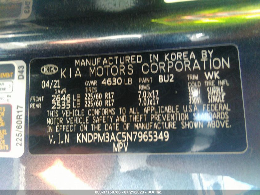 2022 KIA SPORTAGE LX - KNDPM3AC5N7965349