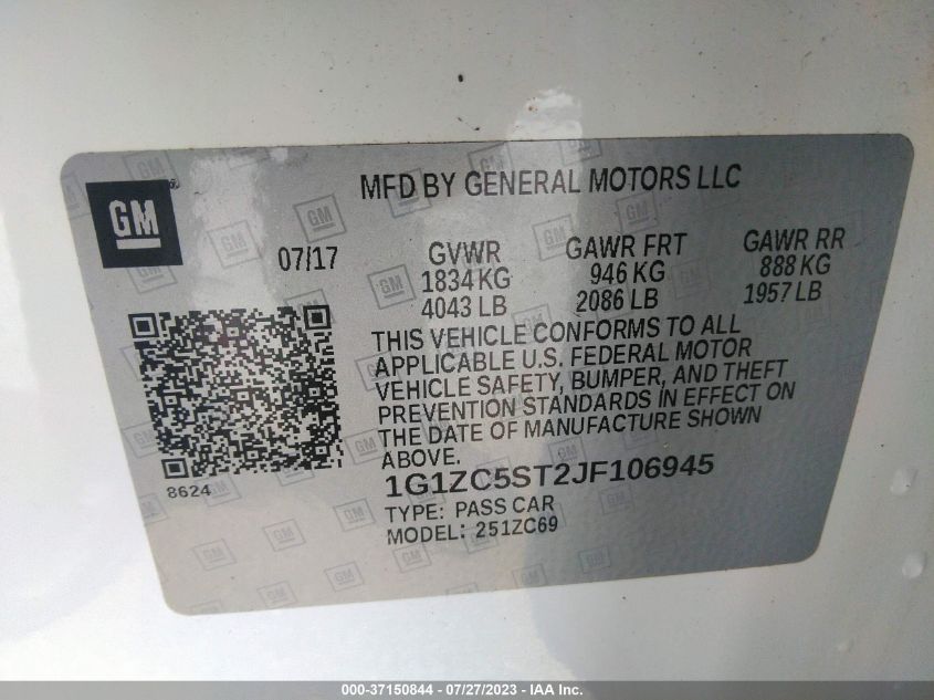2018 CHEVROLET MALIBU LS - 1G1ZC5ST2JF106945