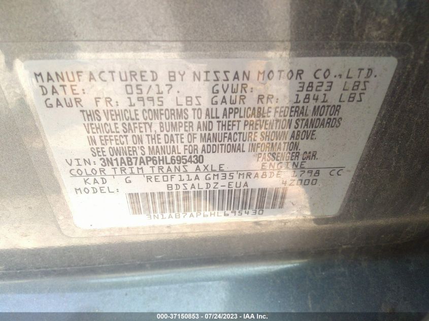 2017 NISSAN SENTRA SV - 3N1AB7AP6HL695430
