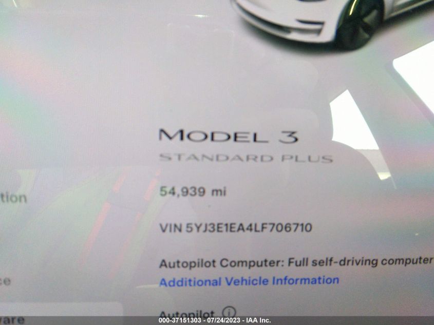 2020 TESLA MODEL 3 - 5YJ3E1EA4LF706710