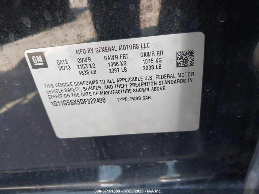 2013 CHEVROLET MALIBU LT - 1G11G5SX5DF320496