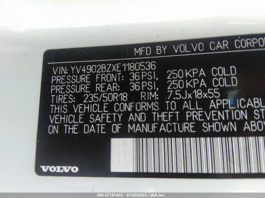 2014 VOLVO XC70 3.0L T6 - YV4902BZXE1180536