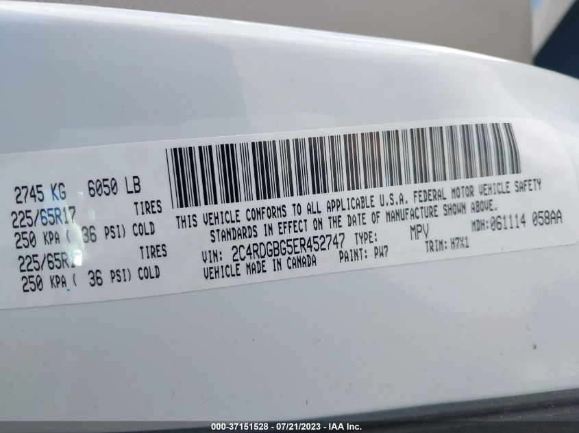 2014 DODGE GRAND CARAVAN SE - 2C4RDGBG5ER452747