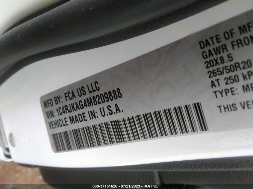 2021 JEEP GRAND CHEROKEE L ALTITUDE - 1C4RJKAG4M8209888