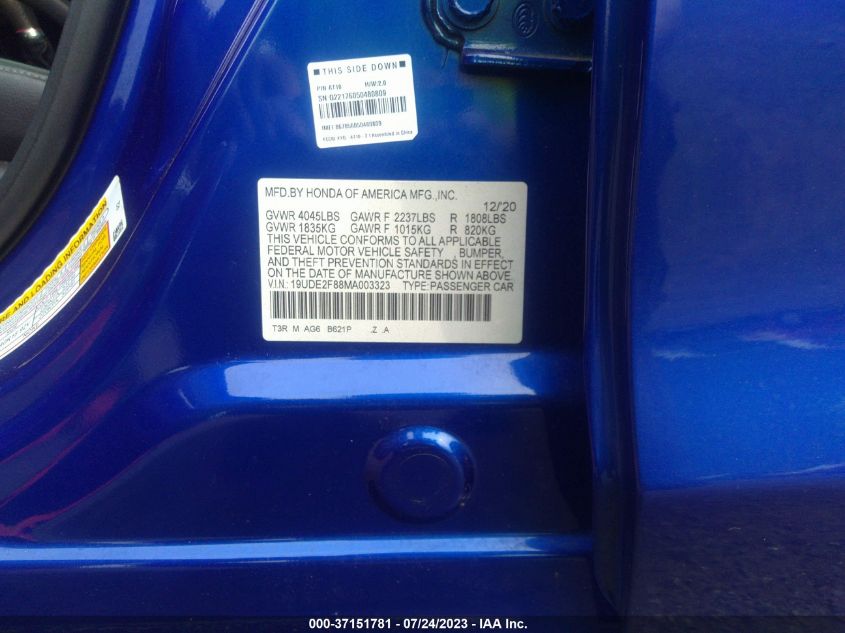 2021 ACURA ILX PACKAGE - 19UDE2F88MA003323