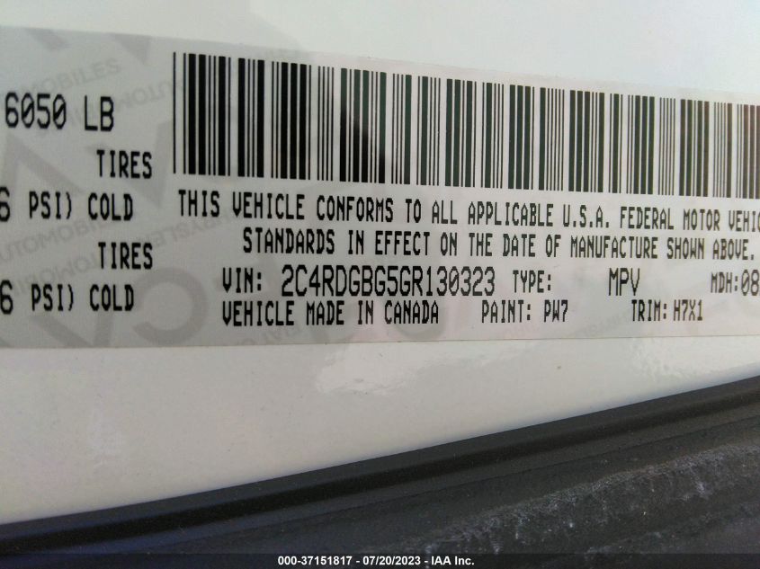 2016 DODGE GRAND CARAVAN SE - 2C4RDGBG5GR130323
