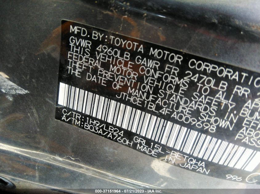 2015 LEXUS GS 350 - JTHCE1BL4FA009698