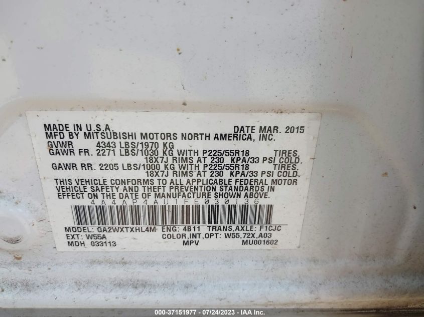 2015 MITSUBISHI OUTLANDER SPORT SE - 4A4AP4AU1FE030136