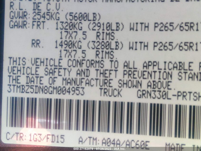 2016 TOYOTA TACOMA SR5/TRD SPORT - 3TMBZ5DN8GM004953