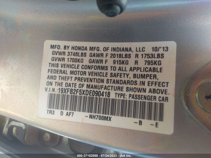2013 HONDA CIVIC SDN LX - 19XFB2F5XDE090418