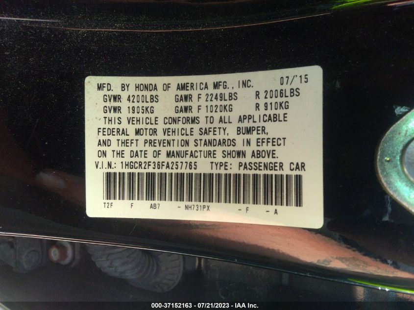 2015 HONDA ACCORD SEDAN LX - 1HGCR2F36FA257765
