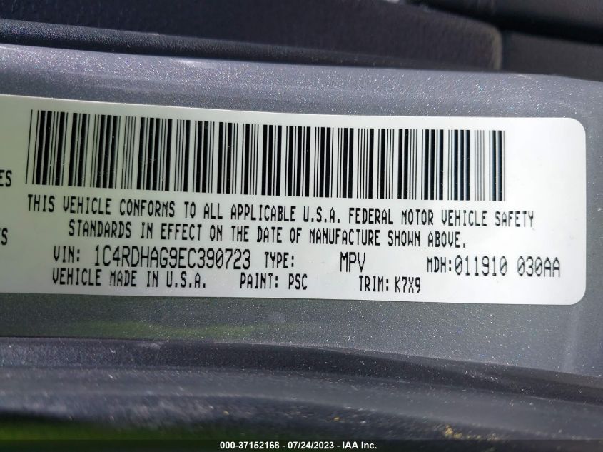 2014 DODGE DURANGO SXT - 1C4RDHAG9EC390723