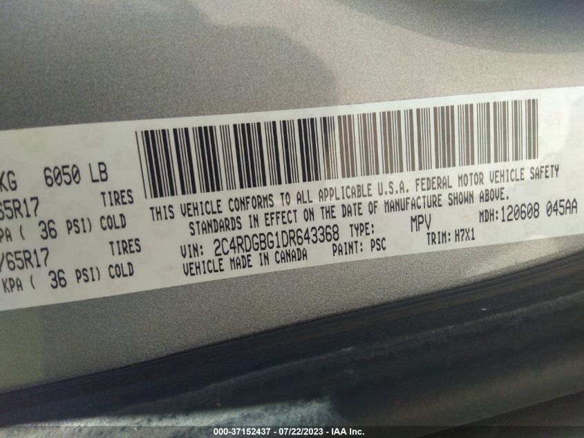2013 DODGE GRAND CARAVAN SE - 2C4RDGBG1DR643368