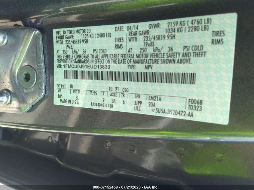 2014 FORD ESCAPE TITANIUM - 1FMCU0J91EUD13830