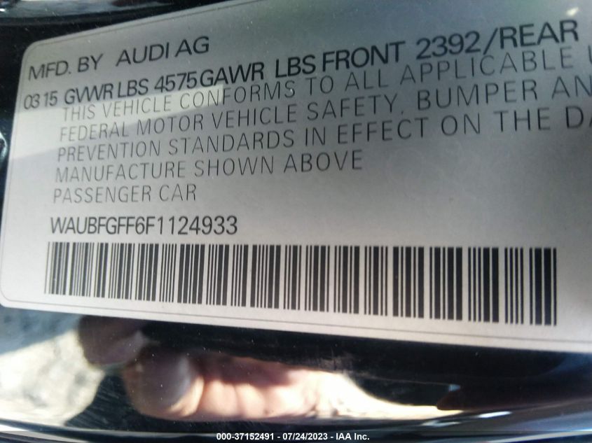2015 AUDI S3/A3 2.0T PREMIUM WAUBFGFF6F1124933