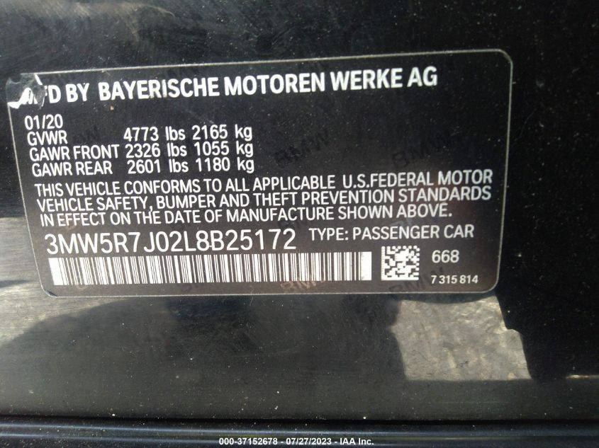 2020 BMW 3 SERIES 330I XDRIVE - 3MW5R7J02L8B25172