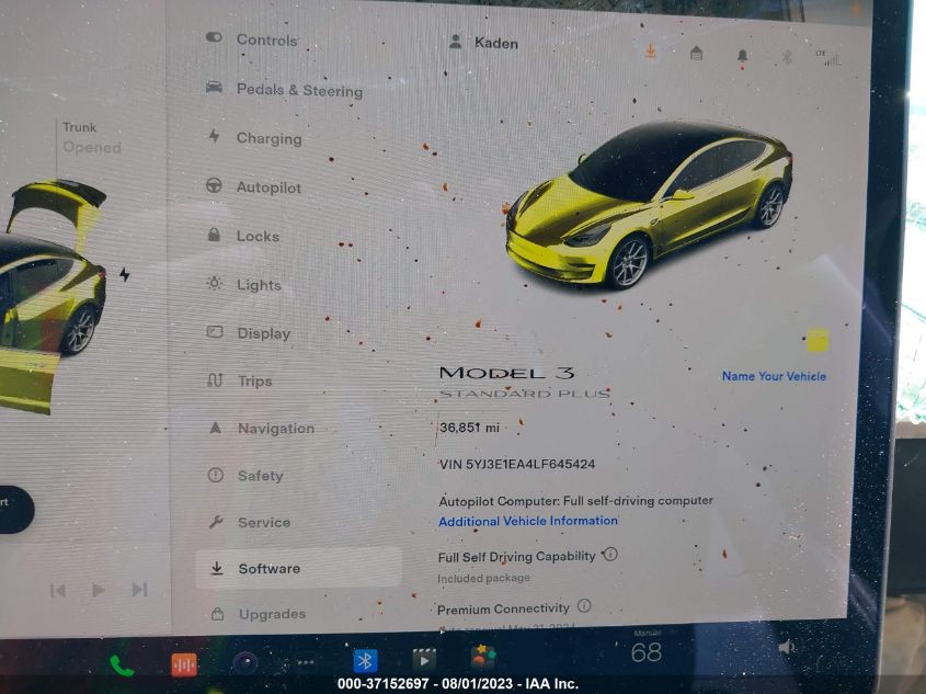 2020 TESLA MODEL 3 STANDARD RANGE - 5YJ3E1EA4LF645424