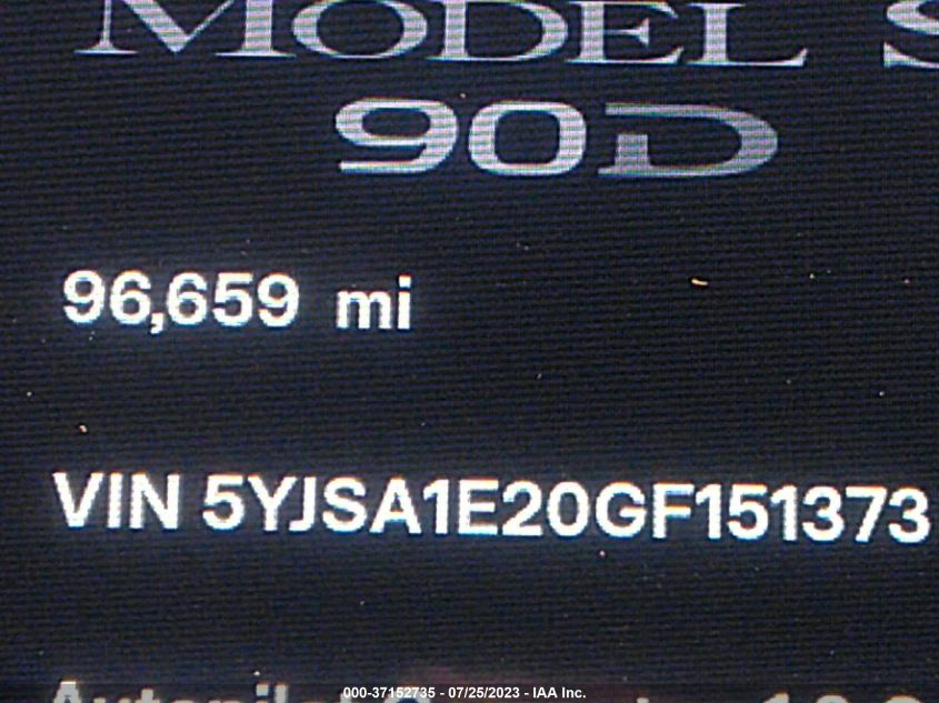 2016 TESLA MODEL S - 5YJSA1E20GF151373